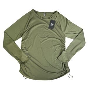 Under Armour Motion Longline Cinch Side Tie Top Army Green Medium New